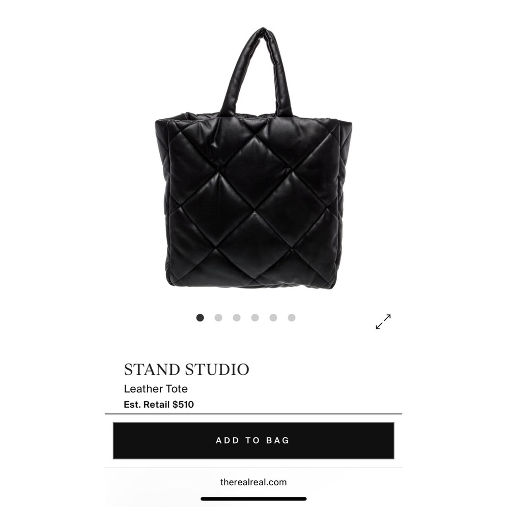 Authentic Stand Studio Assante Diamond Quilted Black Leather Tote
